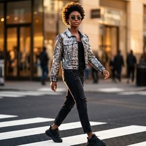 Fashion Nova Metallic Silver Jean Jacket